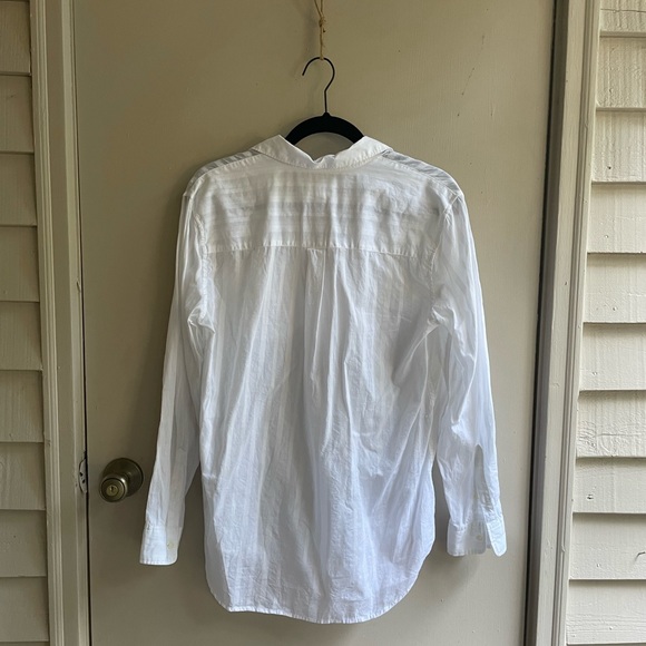 White 1/2 button-up, long sleeved shirt; Size: Medium - Picture 2 of 4